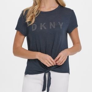 DKNY Jeans Nail Head Logo Tie-Front T-Shirt